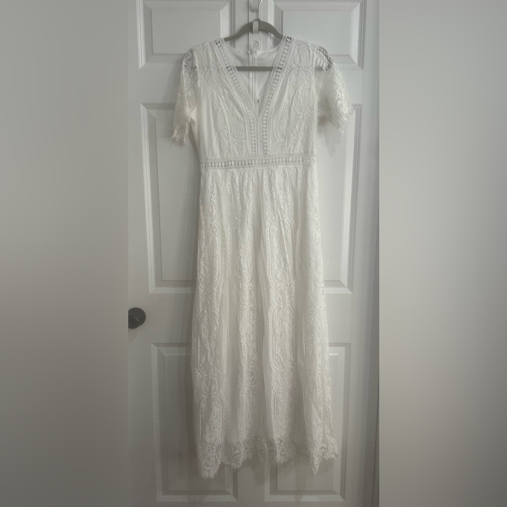 Women’s White Boho Maxi Dress NWOT